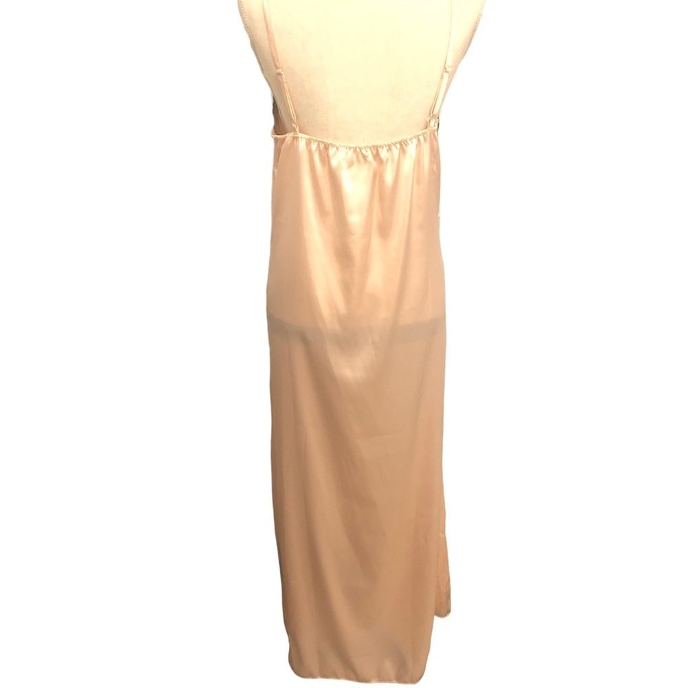 High Slit Silky Lace Long Chemise Nightgown - Picture 5 of 5